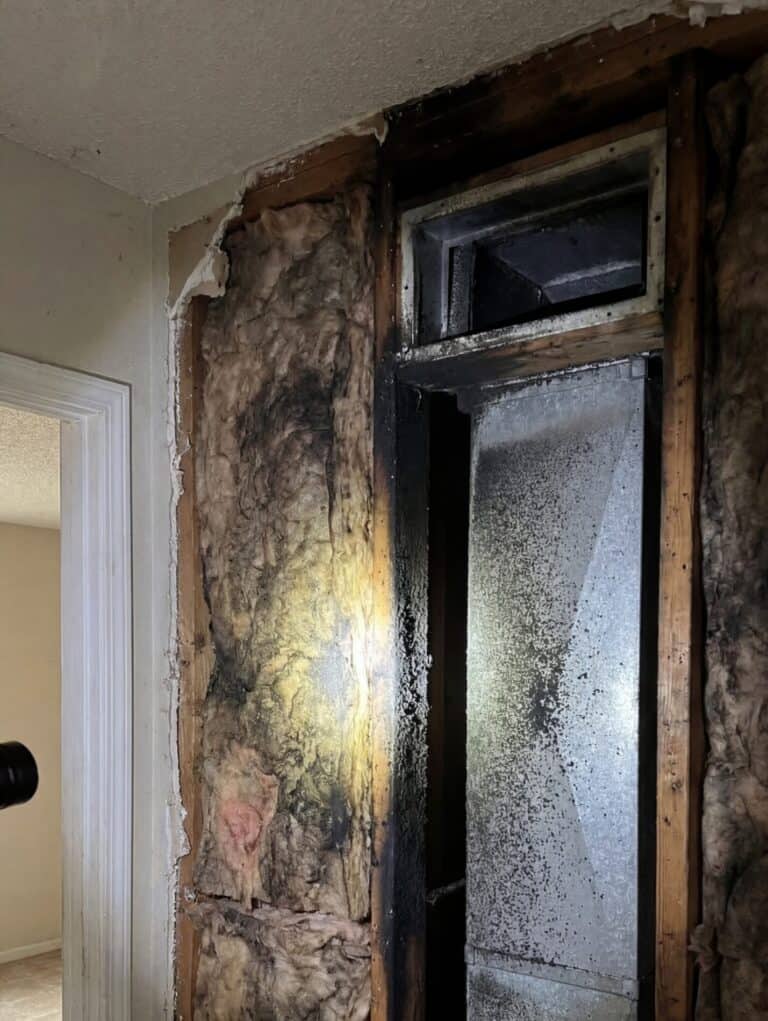 hidden damage after a fire. soot on HVAC due to fire damage